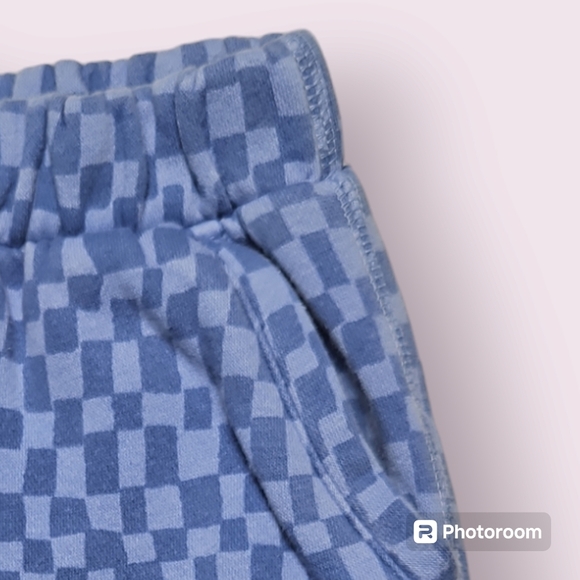 GAP Kids Girls Sweat Shorts Blue Checkered Size Smal 6-7 - Picture 3 of 3